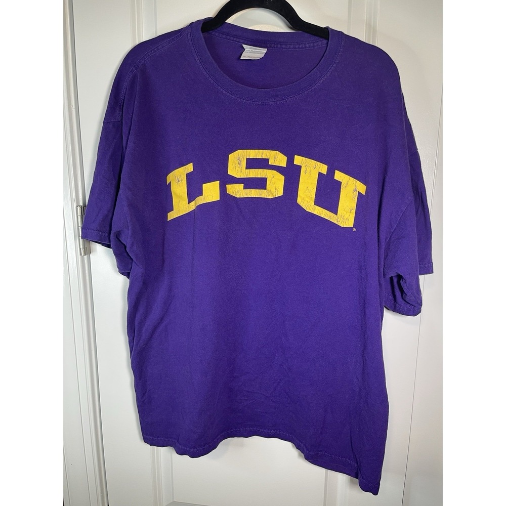 Vintage LSU Shirt XL Gildan Purple 100% Cotton